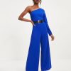 Rompers + Jumpsuits * | She -001 Elodie One Shoulder Drape Jumpsuit Cobalt Final Sale