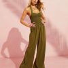 Rompers + Jumpsuits * | Lumi-001 Dovie Smocked Halter Jumpsuit Olive