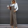 Rompers + Jumpsuits * | Miou-001 Everything Nice Cotton Pocketed Jumpsuit Dark Olive Final Sale