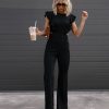 Rompers + Jumpsuits * | Salt-001 Jennings Faux Suede Ruffle Cutout Jumpsuit Black Final Sale