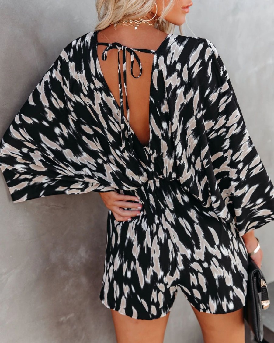 Rompers + Jumpsuits * | Aaka-001 Linden Printed Kimono Romper