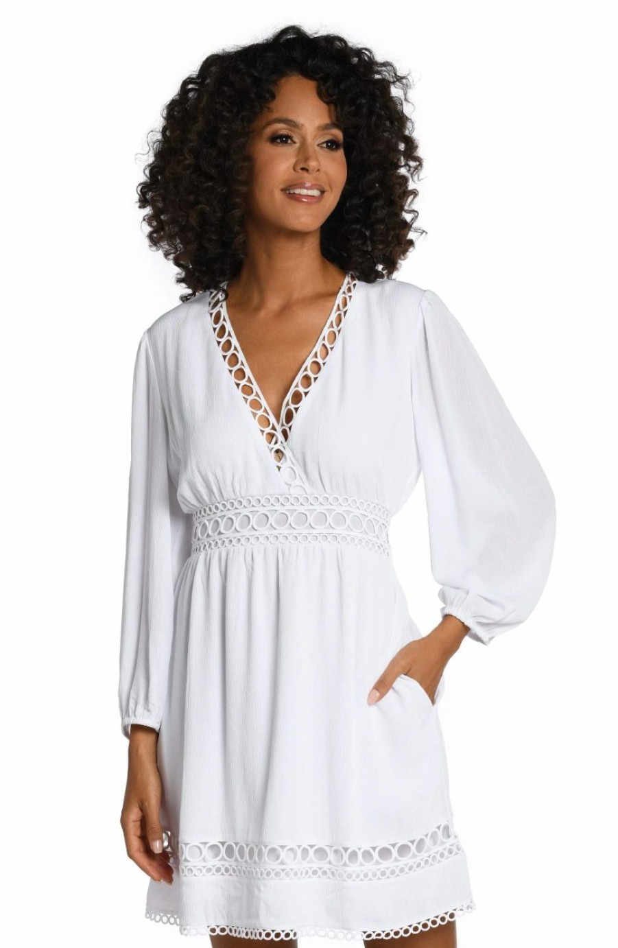 Vacation Wear * | La Blanca Illusion Covers V-Neck Dress Cover Up