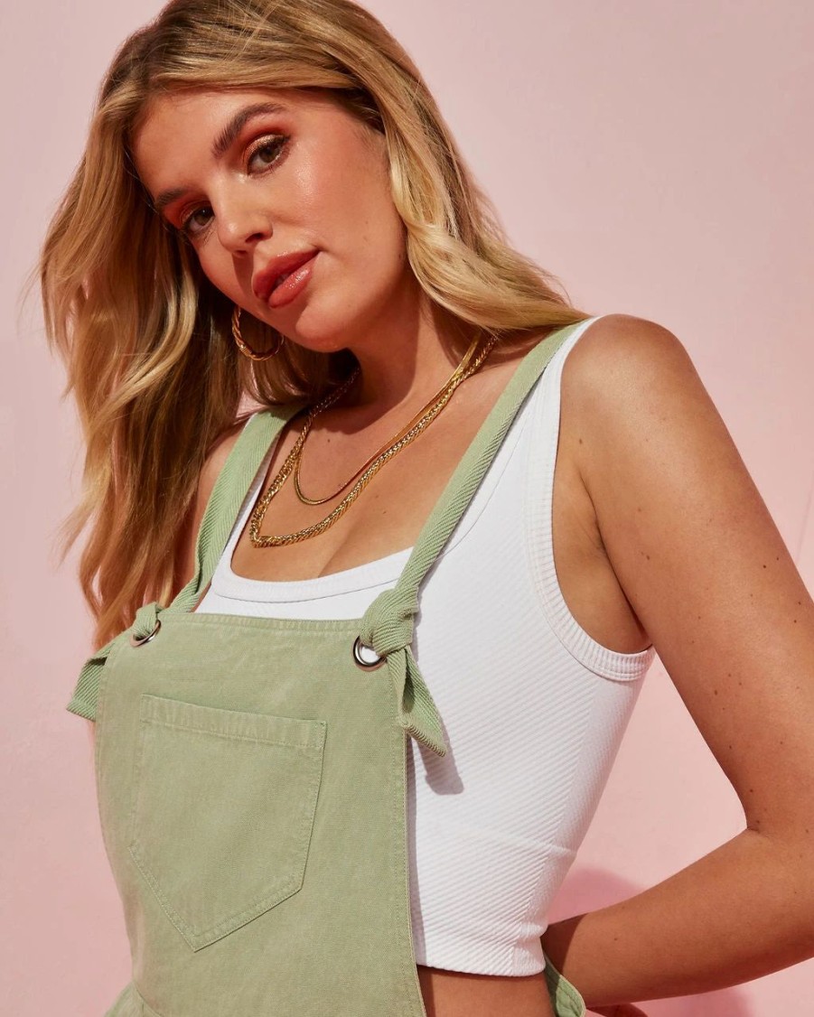 Rompers + Jumpsuits * | &Mer-001 Anza Cotton Pocketed Overalls Olive