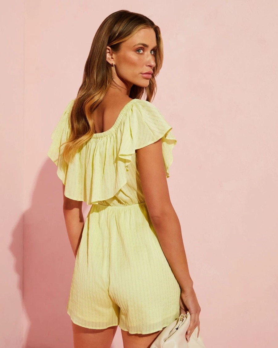 Rompers + Jumpsuits * | Skyl-002 Nolita Off The Shoulder Romper Lime