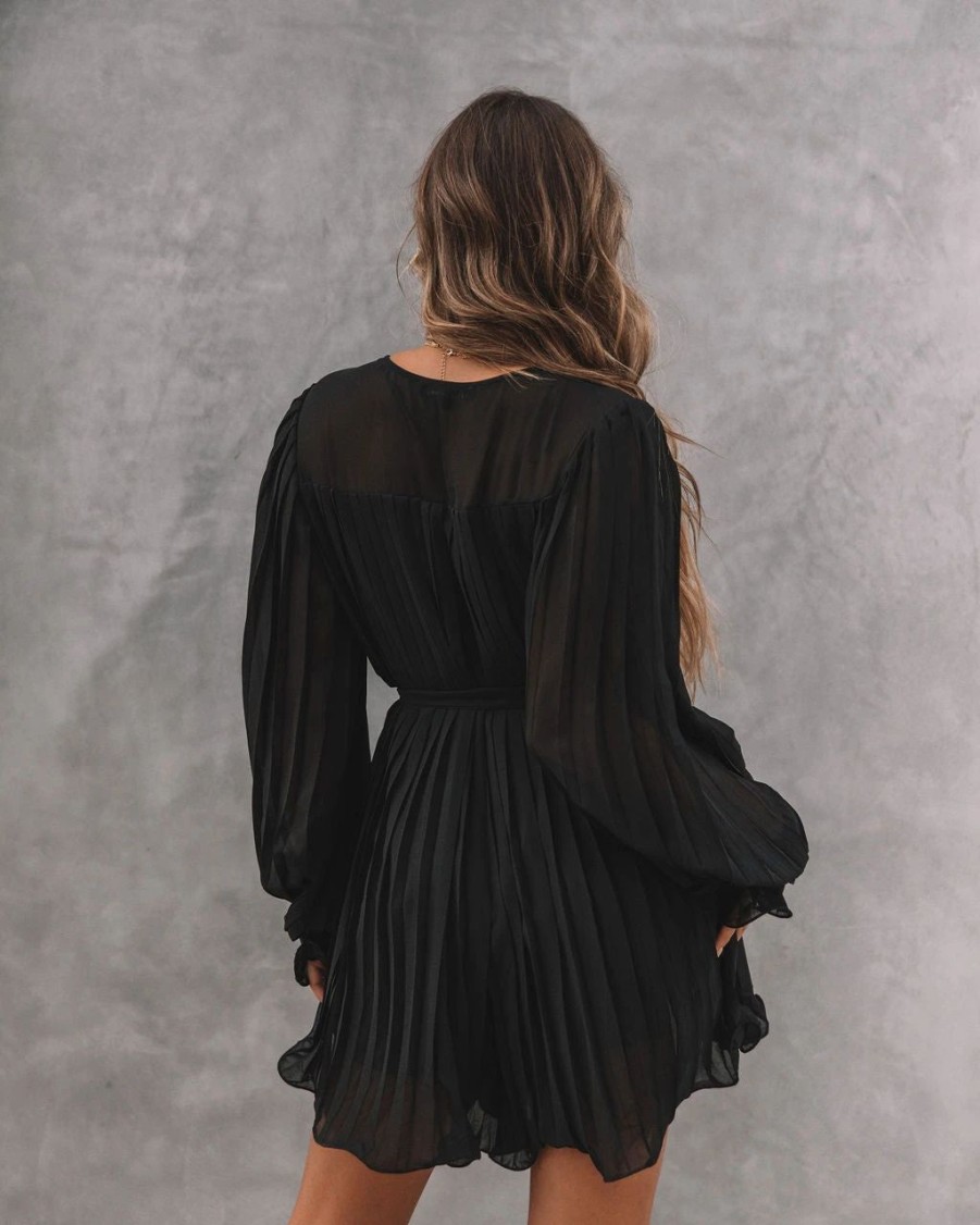 Rompers + Jumpsuits * | Endl-001 Found Love Pleated Romper Black Final Sale