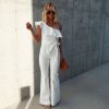 Rompers + Jumpsuits * | Salt-001 Cameran Cotton One Shoulder Flare Jumpsuit White Sale