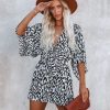 Rompers + Jumpsuits * | Flaw-001 Scratch That Printed Pocketed Tie Romper White Final Sale