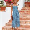 Rompers + Jumpsuits * | Aaka-001 Above Water Pocketed Floral Smocked Jumpsuit Final Sale