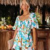 Rompers + Jumpsuits * | Skyl-002 Kamyla Floral Tiered Romper Mint Multi Final Sale