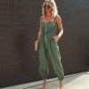 Rompers + Jumpsuits * | Gill-001 Preorder Hunter Cotton Smocked Pocketed Jogger Jumpsuit Olive