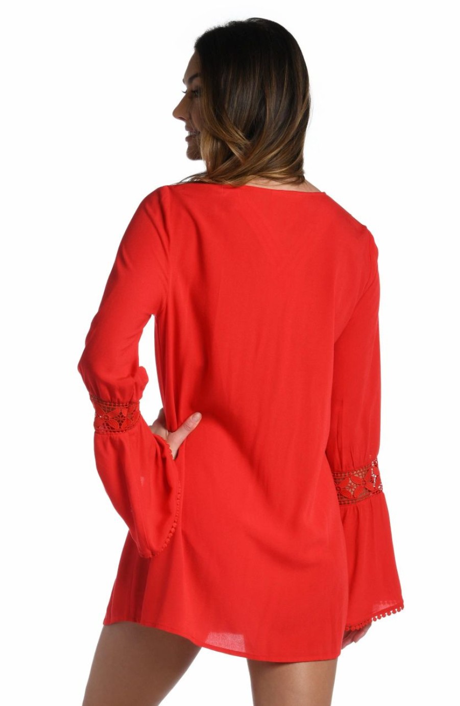 Vacation Wear * | La Blanca Coastal Covers Lace Up Tunic