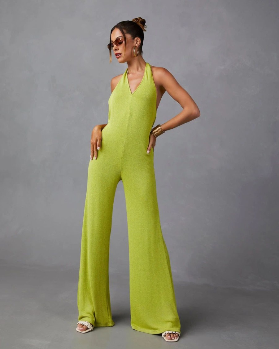 Rompers + Jumpsuits * | Skyl-002 Callista Halter Jumpsuit Lime