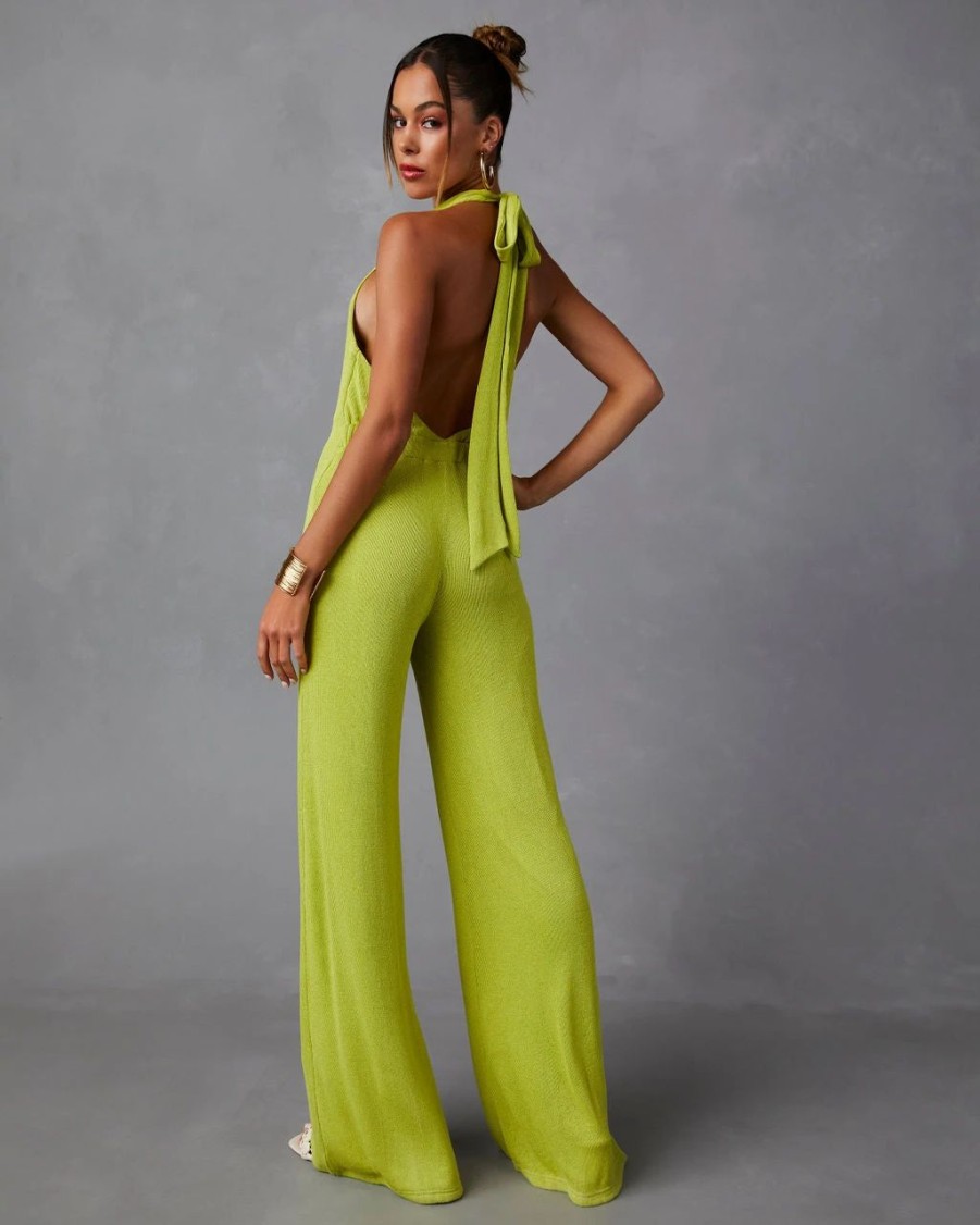 Rompers + Jumpsuits * | Skyl-002 Callista Halter Jumpsuit Lime