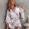 Rompers + Jumpsuits * | Dres-001 Cristina Floral Bell Sleeve Romper Final Sale