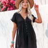 Rompers + Jumpsuits * | Miou-001 Vincent Cotton Blend Pocketed Button Down Romper Black