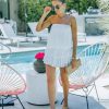 Rompers + Jumpsuits * | Must-001 Hollis Strapless Smocked Ruffle Romper White Final Sale