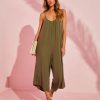 Rompers + Jumpsuits * | Love-003 Aliya Relaxed Bamboo Blend Knit Jumpsuit Olive