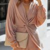 Rompers + Jumpsuits * | By T-001 Firefly Metallic Twist Front Knit Romper Taupe Final Sale