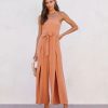 Rompers + Jumpsuits * | Olia-001 Nadia Strapless Slit Jumpsuit Clay