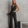 Rompers + Jumpsuits * | Aaka-001 Glimpse Of Glam Lace Jumpsuit Black Final Sale