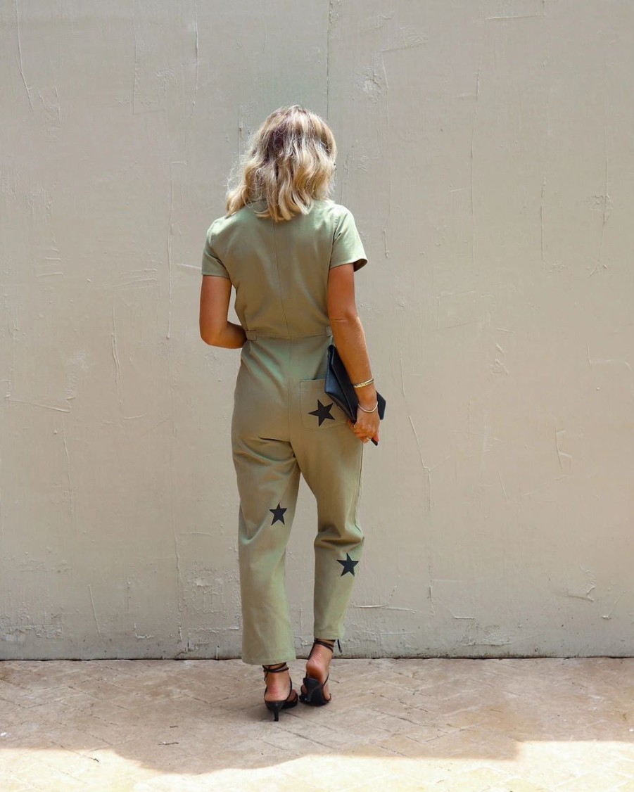 Rompers + Jumpsuits * | Acoa-001 Such A Star Cotton Utility Pocketed Jumpsuit