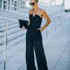 Rompers + Jumpsuits * | Do+B-001 Celebrate Often Pocketed Strapless Jumpsuit Black Final Sale