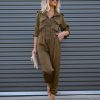 Rompers + Jumpsuits * | Acoa-001 Impressive Moment Pocketed Utility Jumpsuit Olive Final Sale