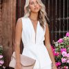 Rompers + Jumpsuits * | Do+B-001 Take The Plunge Peplum Romper Final Sale