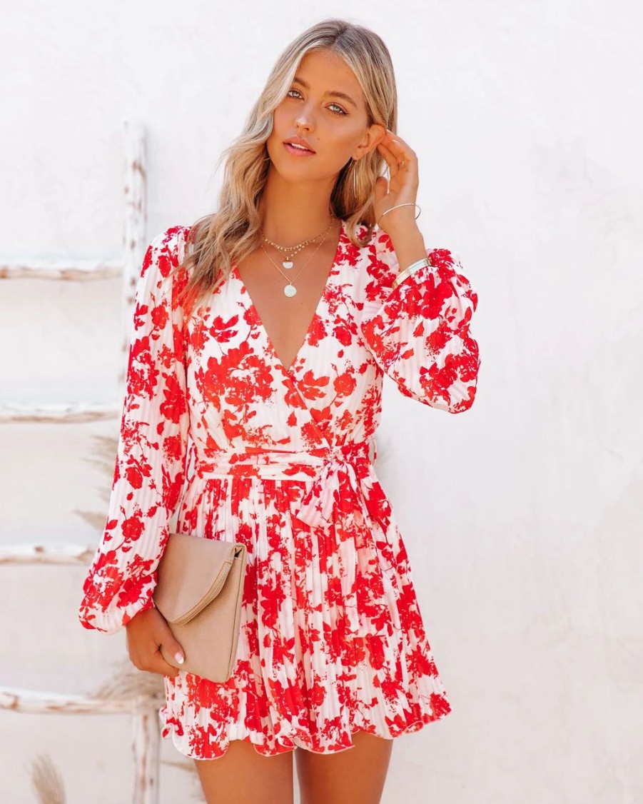 Rompers + Jumpsuits * | Luxx-001 No Matter What Floral Pleated Romper Final Sale