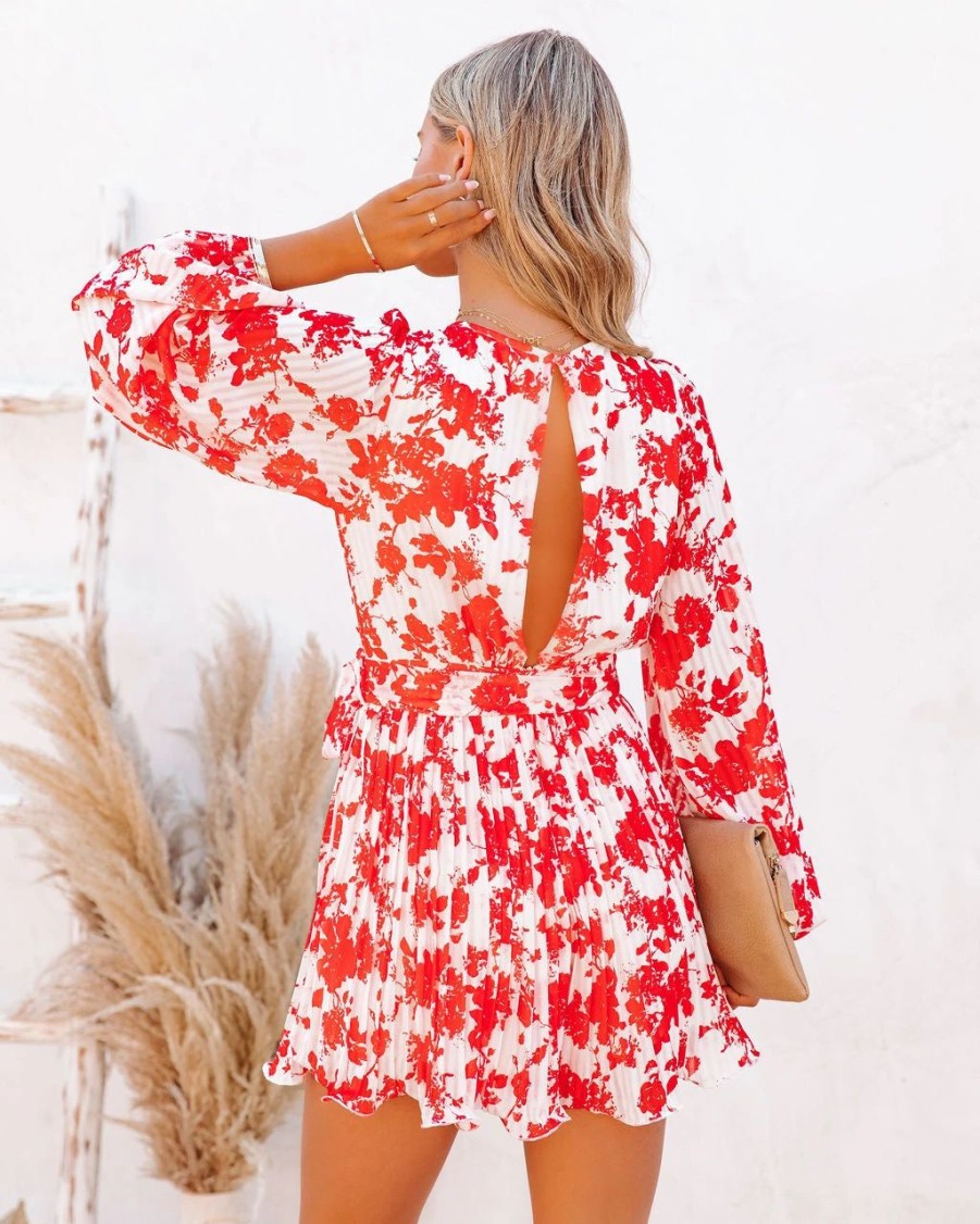 Rompers + Jumpsuits * | Luxx-001 No Matter What Floral Pleated Romper Final Sale