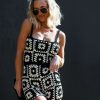 Rompers + Jumpsuits * | Gill-001 Norma Crochet Knit Romper Cream/Black Sale