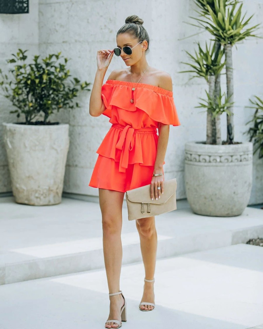 Rompers + Jumpsuits * | Tych-001 Roe Ruffle Tiered Off The Shoulder Romper