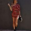 Rompers + Jumpsuits * | Skyl-002 Kalila Floral One Shoulder Tie Romper Red Multi