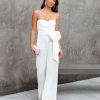 Rompers + Jumpsuits * | Aaka-001 Dancing Queen Strapless Sequin Jumpsuit White Sale