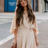 Rompers + Jumpsuits * | Do+B-001 Trending Ruffle Wrap Romper Light Beige Final Sale