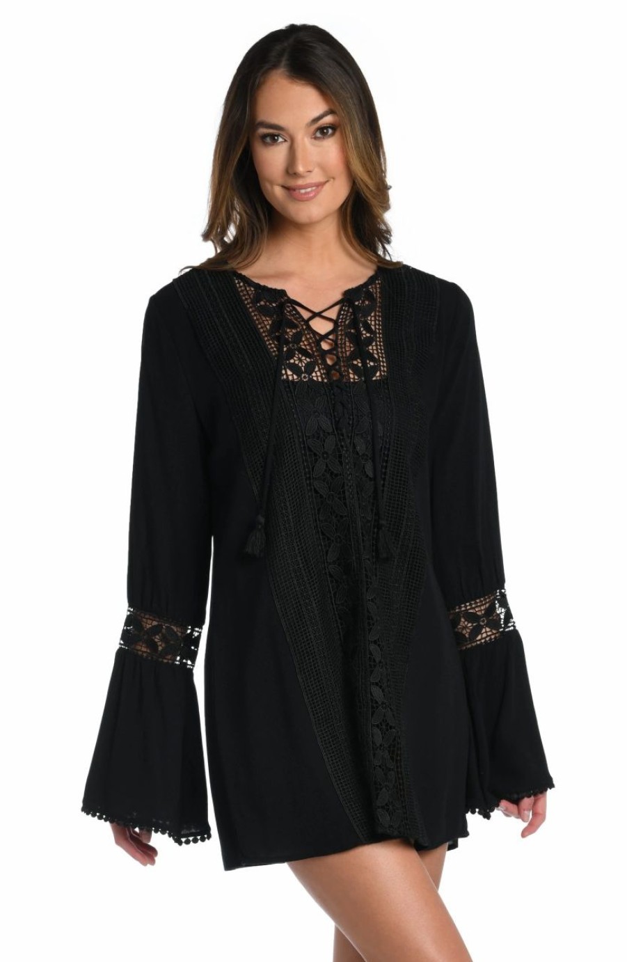 Vacation Wear * | La Blanca Coastal Covers Lace Up Tunic