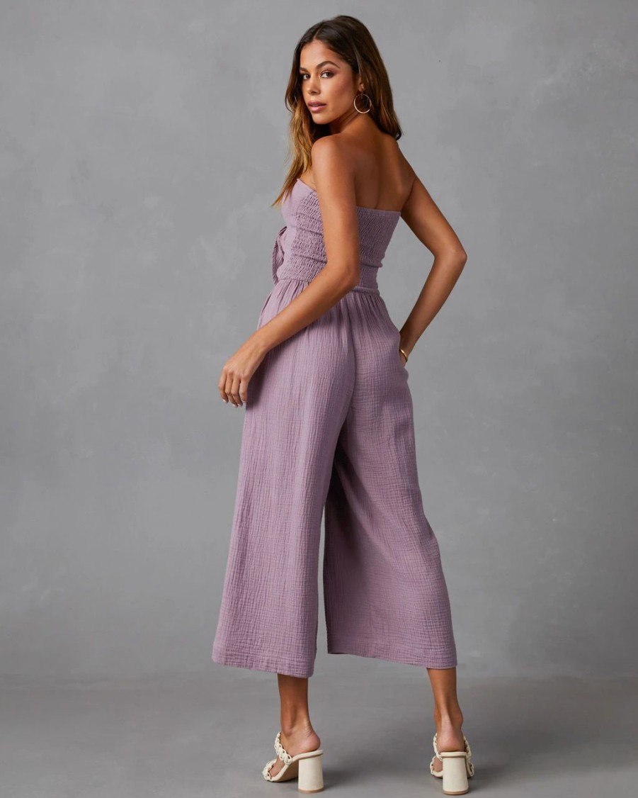 Rompers + Jumpsuits * | Grad-001 Zaia Front Tie Strapless Jumpsuit Lilac