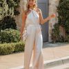 Rompers + Jumpsuits * | Skie-001 Livorna Satin Halter Jumpsuit Final Sale