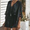 Rompers + Jumpsuits * | Love-003 Jewel Crochet Lace Romper Black Last Chance