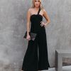 Rompers + Jumpsuits * | Lush-001 Pursuit Of Happiness One Shoulder Jumpsuit Black Final Sale