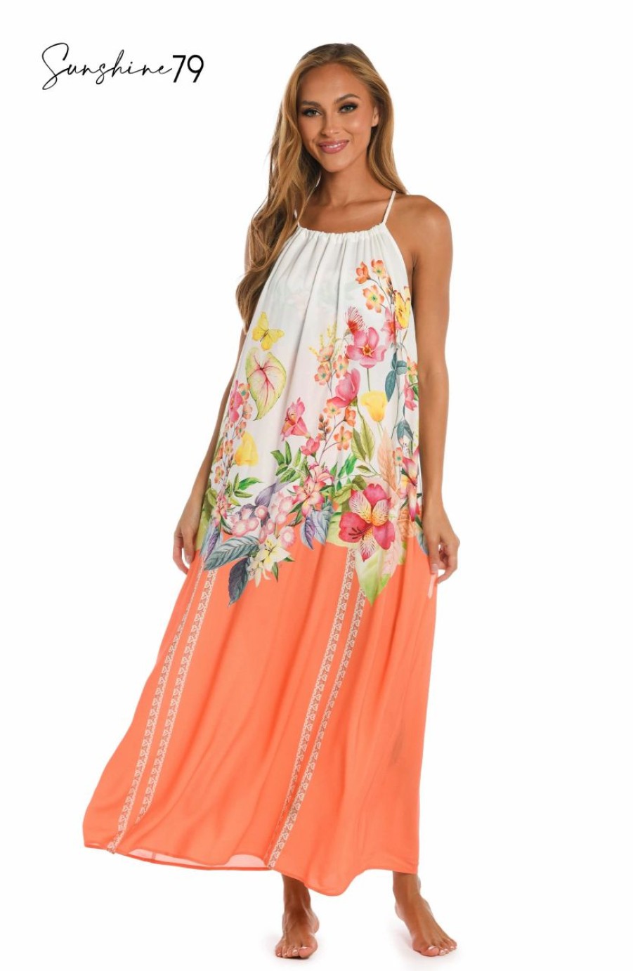 Vacation Wear * | Sunshine 79 Into The Garden Halter Maxi Dress