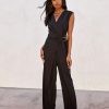 Rompers + Jumpsuits * | Salt-001 Bonella Side Buckle Jumpsuit Black Sale