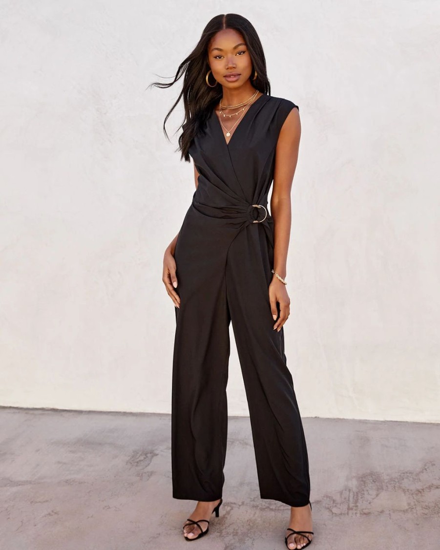 Rompers + Jumpsuits * | Salt-001 Bonella Side Buckle Jumpsuit Black Sale