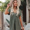 Rompers + Jumpsuits * | Miou-001 Vincent Cotton Blend Pocketed Button Down Romper Olive