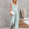 Rompers + Jumpsuits * | On T-001 High Tea Pleated Wide Leg Belted Jumpsuit Sage Final Sale