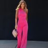 Rompers + Jumpsuits * | Skyl-002 Made You Look One Shoulder Back Cutout Jumpsuit Hot Pink