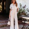 Rompers + Jumpsuits * | Acoa-001 Kent Pocketed Utility Jumpsuit Beige Sale