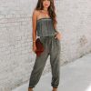 Rompers + Jumpsuits * | Must-001 Reevy Strapless Pocketed Jumpsuit Charcoal Final Sale