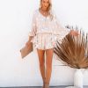 Rompers + Jumpsuits * | Stor-001 Beyond The Sea Embroidered Star Kimono Romper Sand Last Chance