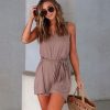 Rompers + Jumpsuits * | Andr-001 Wild And Free Pocketed Romper Mocha Sale